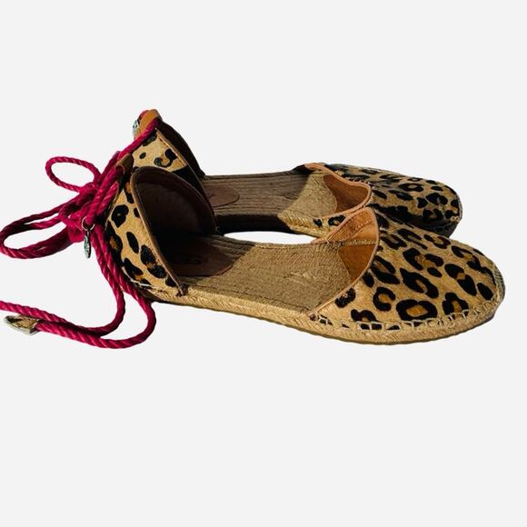 UGG Libbi Calf Hair Leopard Espadrille Flats Size 8 - Picture 2 of 8